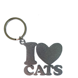 i love cats key ring silver