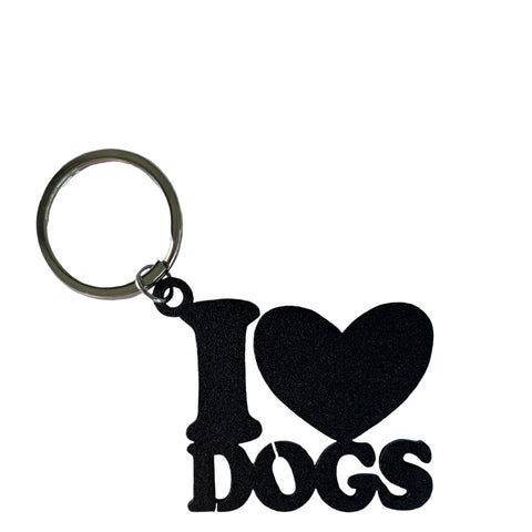i love dogs key ring black