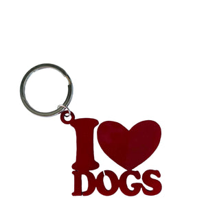 i love dogs key rings red