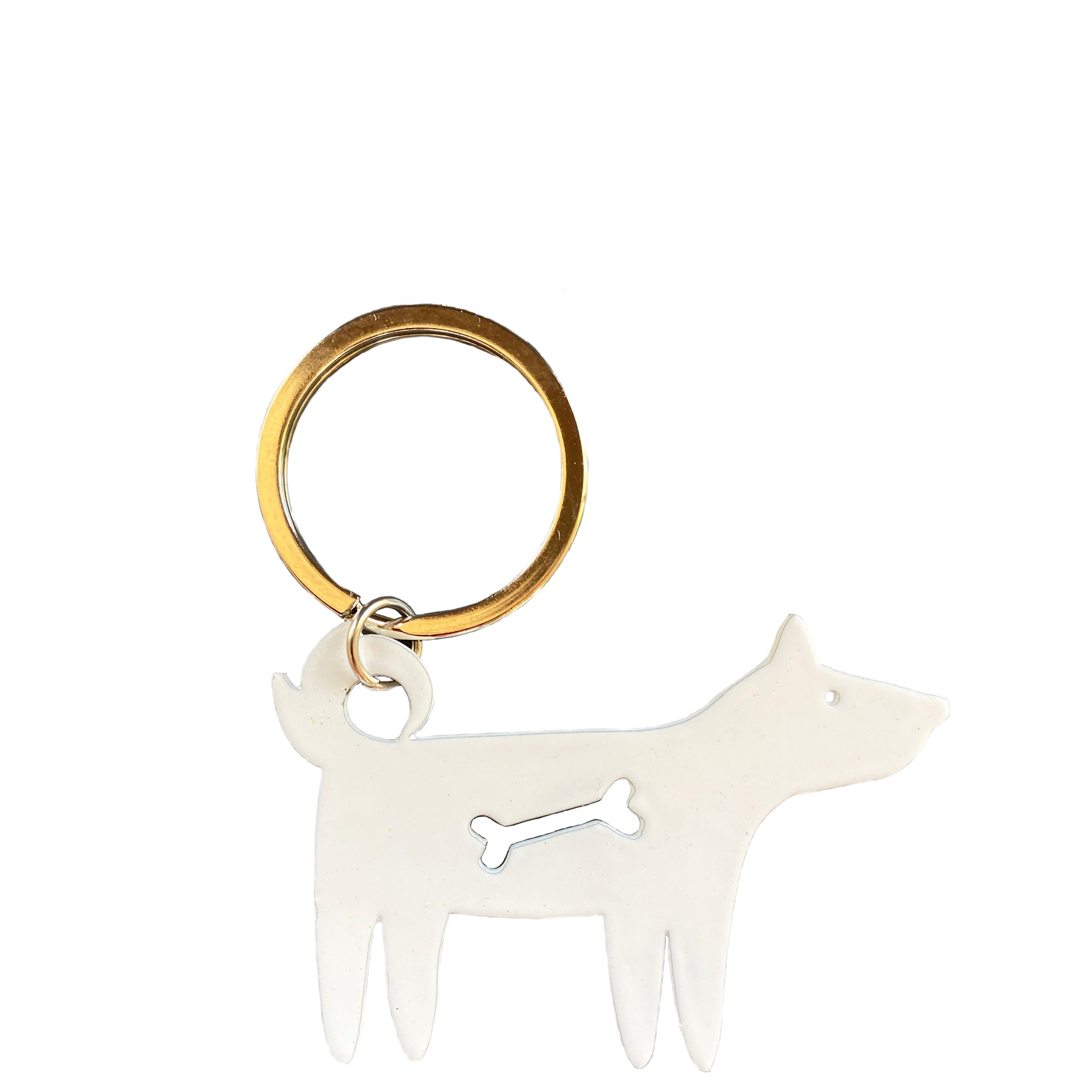 dog keyring white