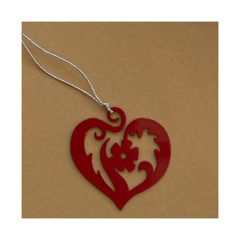 red heart christmas tree ornament