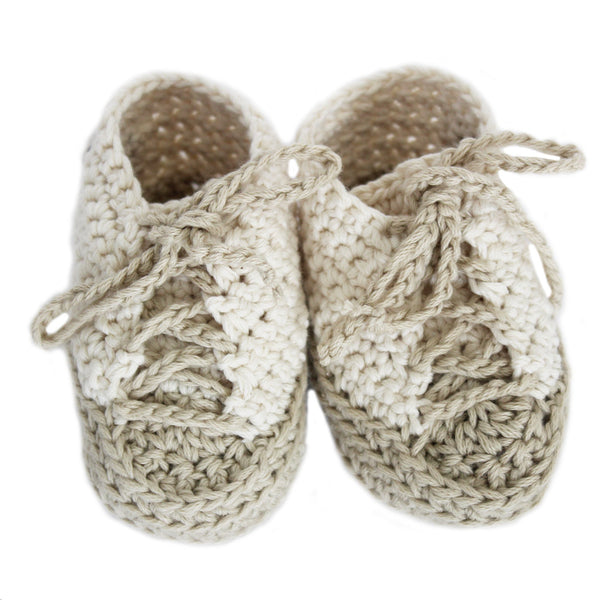 handknit baby booties - beige