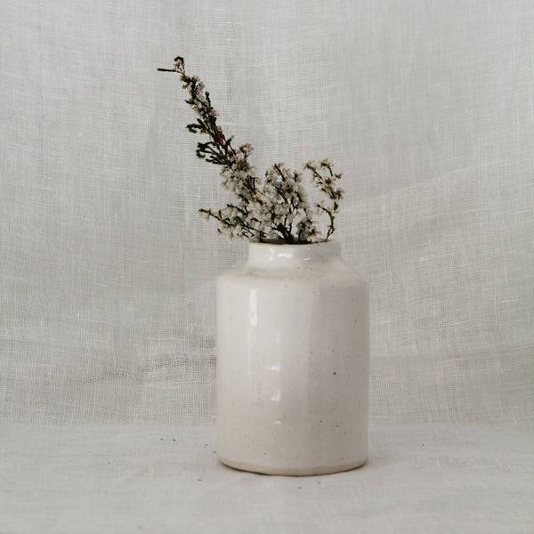 Ceramic Handmade Tall Reed Diffuser Pot White Speckle