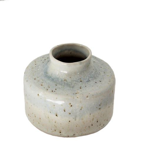 round ceramic handmade pot - french blue