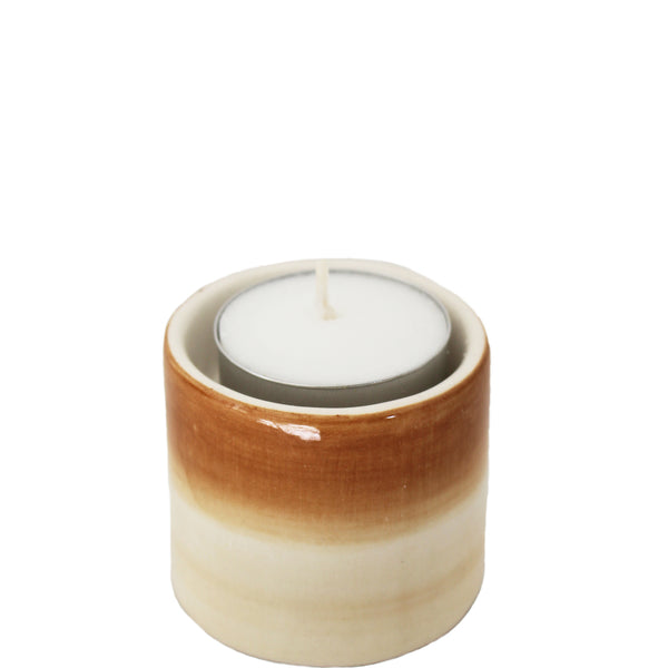 Ceramic Tea Light Holder Brown Mini