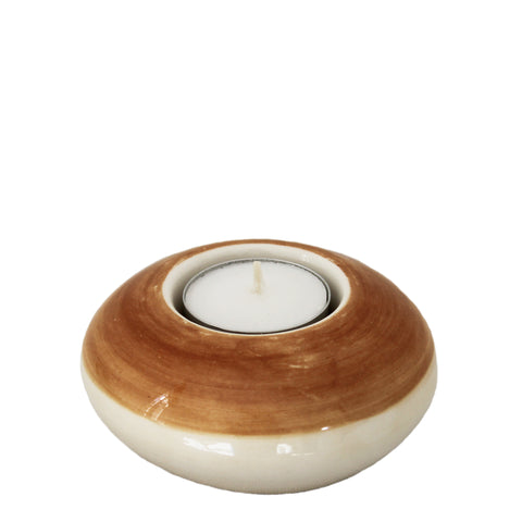 Ceramic Tea Light Holder Brown Round