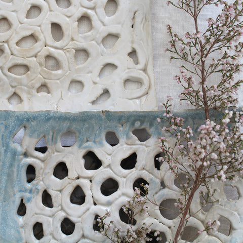 Ceramic Lattice Platter French Blue