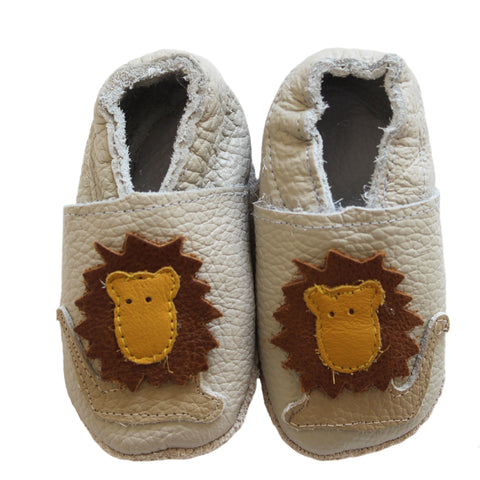 Soft Sole Baby Leather Shoes With On Safari Lion 