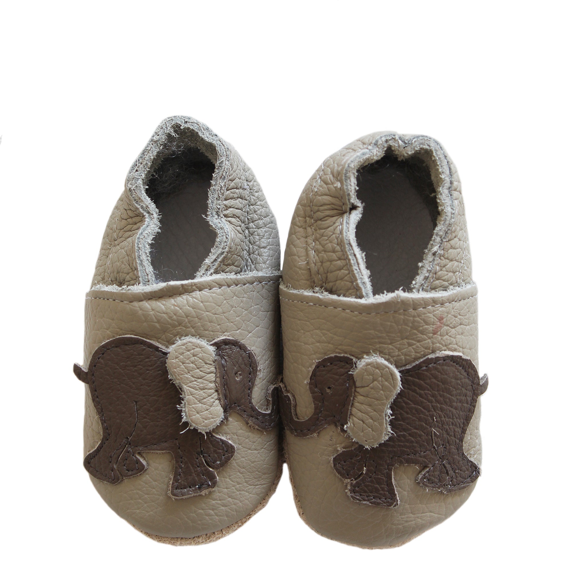 Soft Sole Baby Leather Shoes With On Safari Elephant