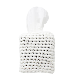 hand knitted cotton tissue box cover - 100% cotton