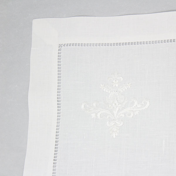 Hand Embroidered Linen Placemats Ornament White