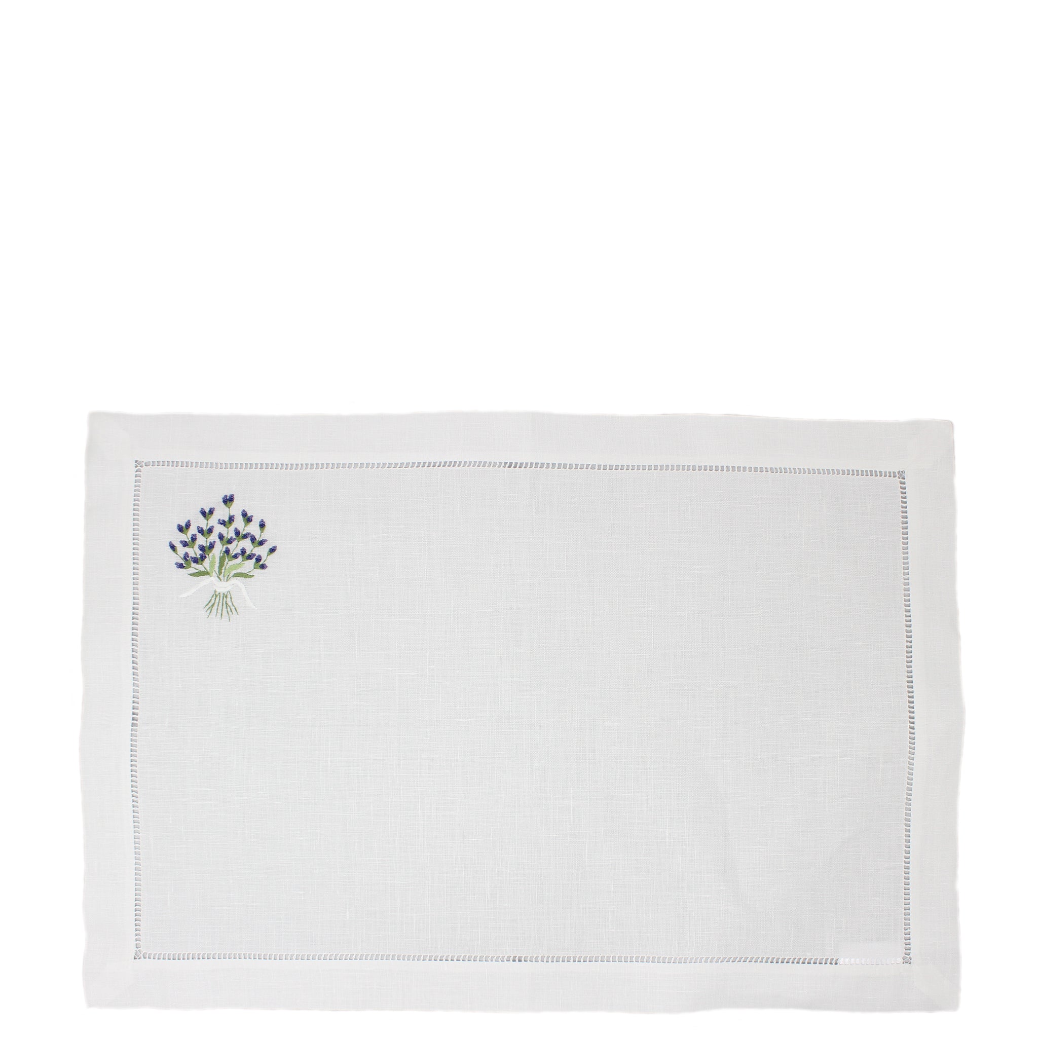 Hand Embroidered Linen Placemats Lavender White