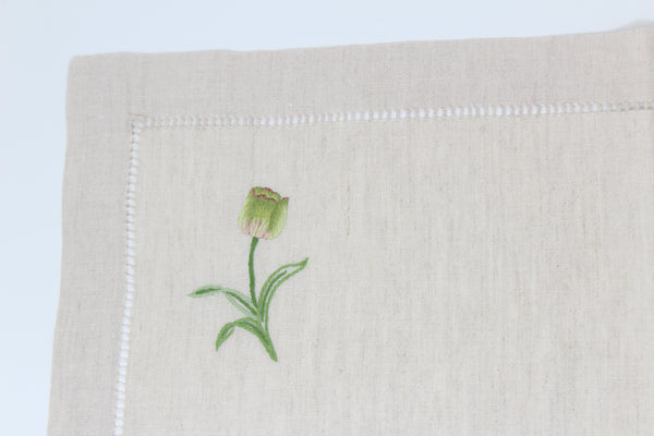 Hand Embroidered Linen Placemats Tulip Natural