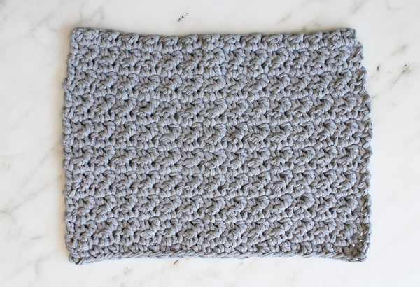 hand knit shower mat from tarn yarn cotton