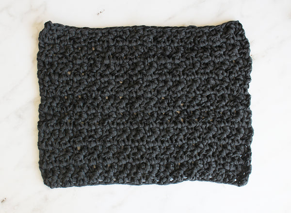 hand knit shower mat from tarn yarn cotton