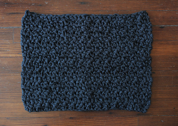 hand knit bathmat from tarn yarn