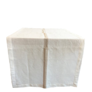 woven linen table runner - white and taupe
