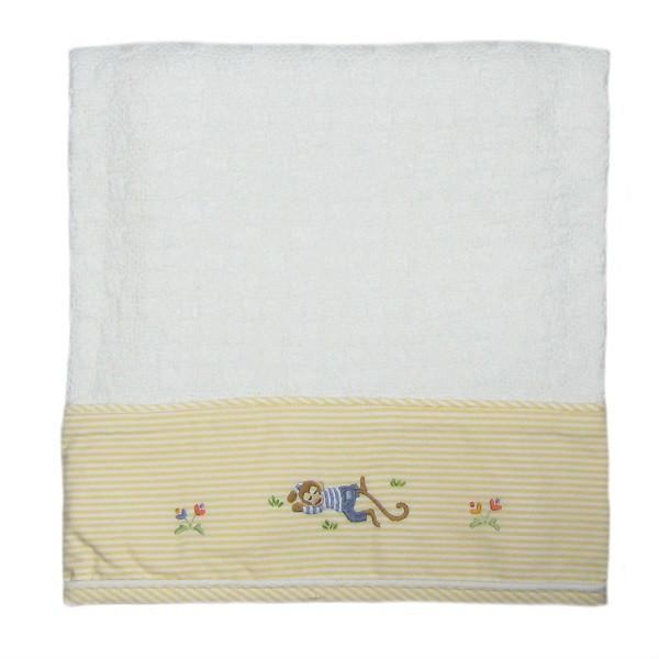 Cotton Baby Blanket Monkey Biz With Yellow Trim