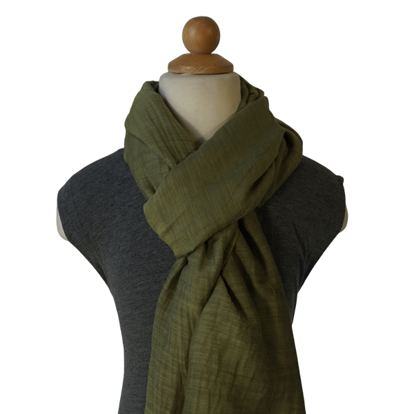 lightweight cotton & silk scarf - olive green