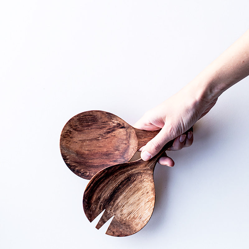 Round Wood Salad Server