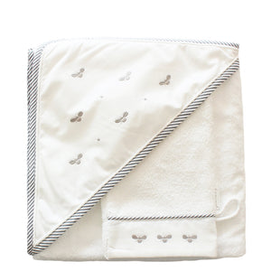 Baby Hooded Towel Baby Bee Grey