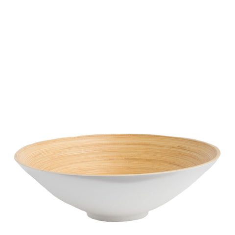 bamboo serving bowl - white - large