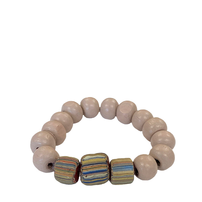 Beaded Napkin Rings Cream with Stripe Beads
