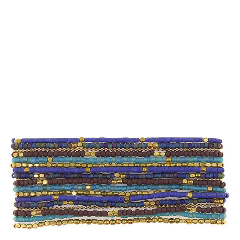 Beaded Wrap Bracelet Blue and Gold