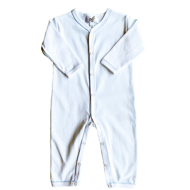 Onesie With Blue Picot Trim