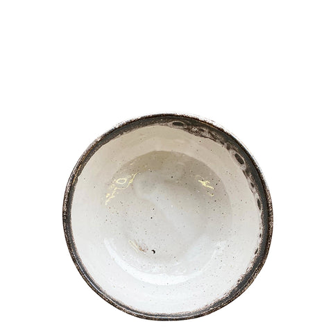 small handmade ceramic bowl - white and mason stain