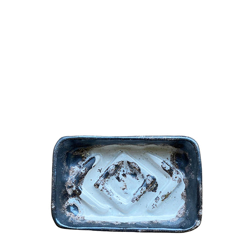 Ceramic African Soap Dish White Mason Stain