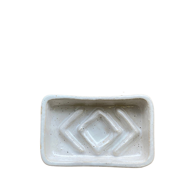 Ceramic African Soap Dish Charcoal and White