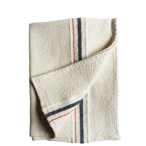Handwoven Dish Towel Charcoal With Red Stripe