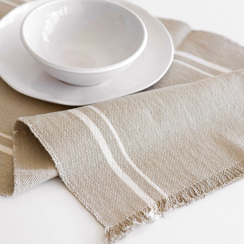 Contemporary Table Runner With Stripes Stone Small