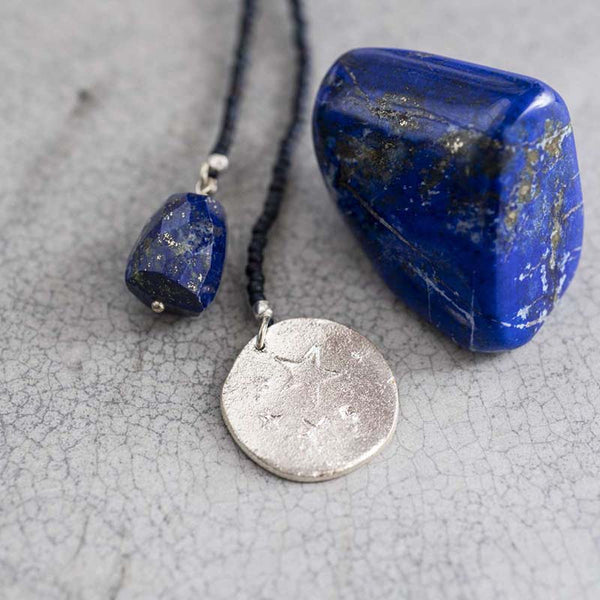 Fairy Lapis Lazuli Stars Silver Necklace