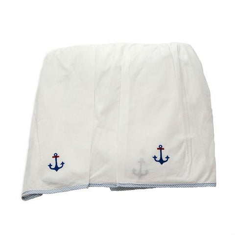 Crib Bed Skirt Nautical With Blue Trim