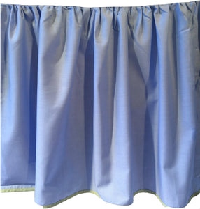 Crib Bed Skirt Blue Oxford With Green Trim 