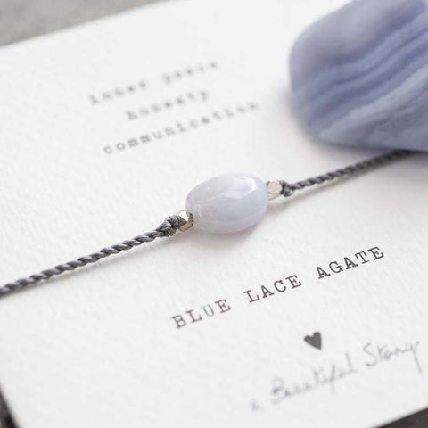 Gemstone Blue Lace Agate Silver Bracelet