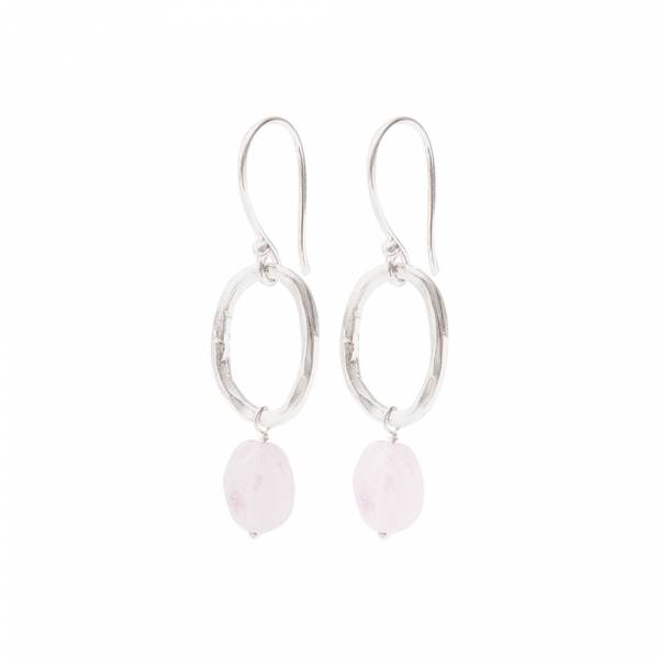 graceful rose quartz silver earrings