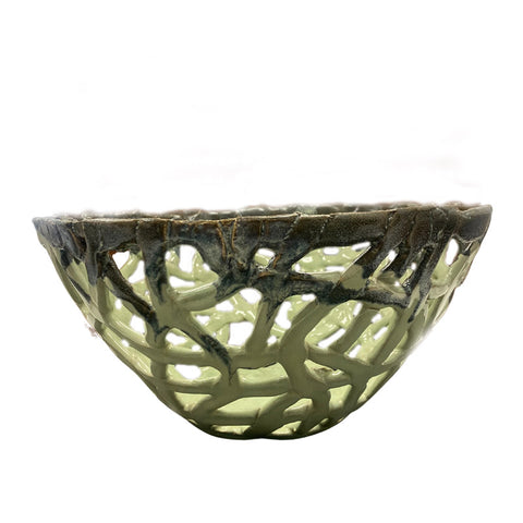 Ceramic Round Lattice Bowl Green