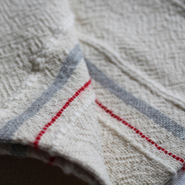 Handwoven Dish Towel Grey With Red Stripe