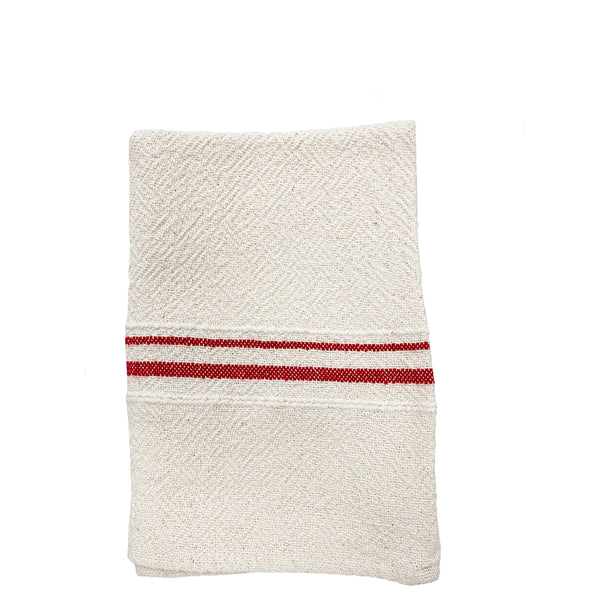 Handwoven Dish Towel - Red Stripe