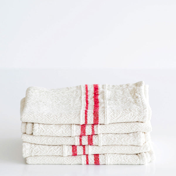 Handwoven Dish Towel - Red Stripe
