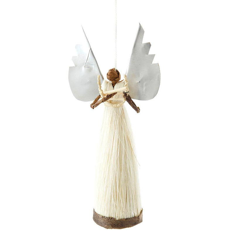 silver winged angel holiday ornament