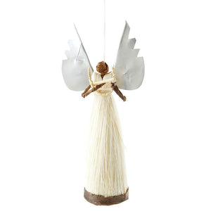 silver winged angel holiday ornament