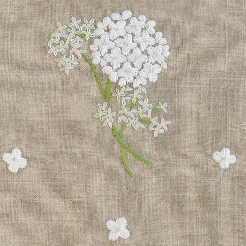 Linen Table Runner Hydrangea Natural