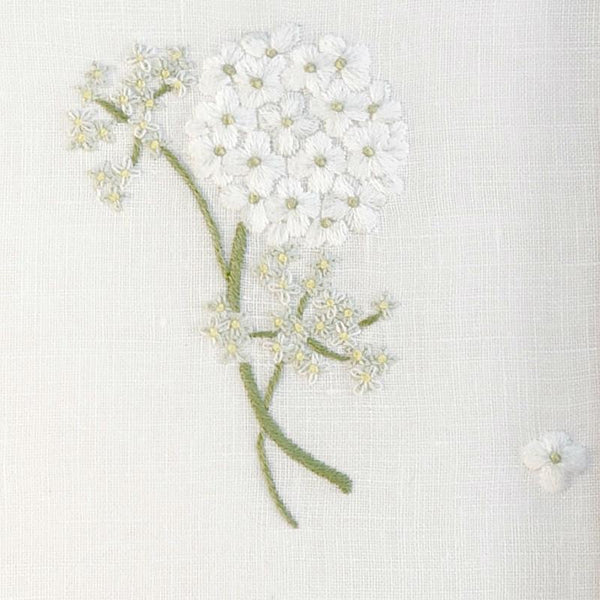 Hand Embroidered Linen Placemats Hydrangea White
