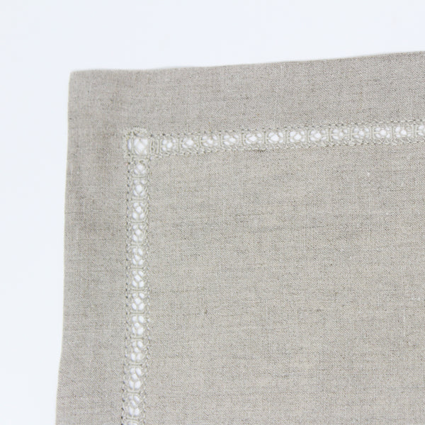 Linen Placemat Detailed Hemstitched Flax