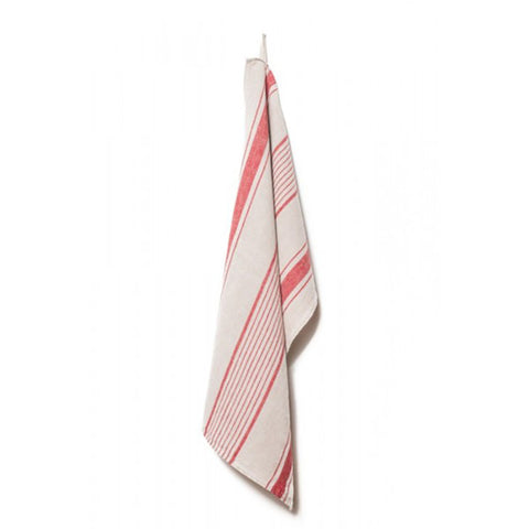 Linen Kitchen Towel Natural With Red Stripes
