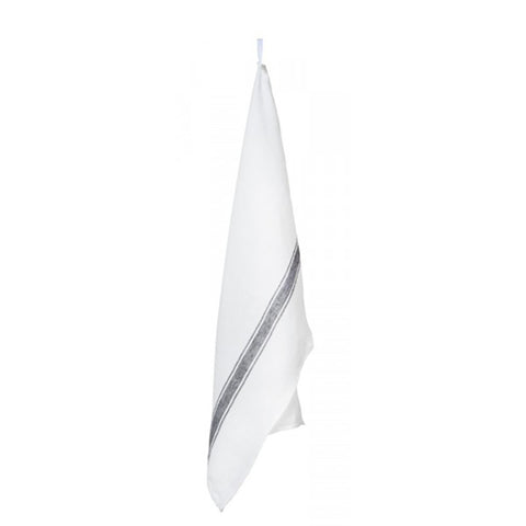 linen kitchen towel white with grey stripe
